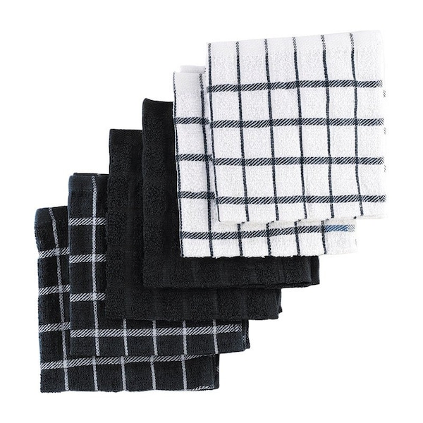 Ritz Ritz Black Cotton Check/Solid Dish Cloth 6 pk 92414 - main